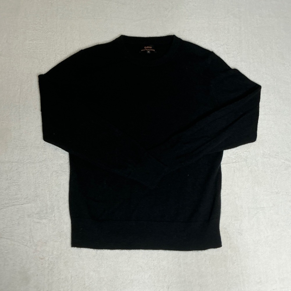 Quince Black 100% Mongolian Cashmere Crewneck Sweater Size S